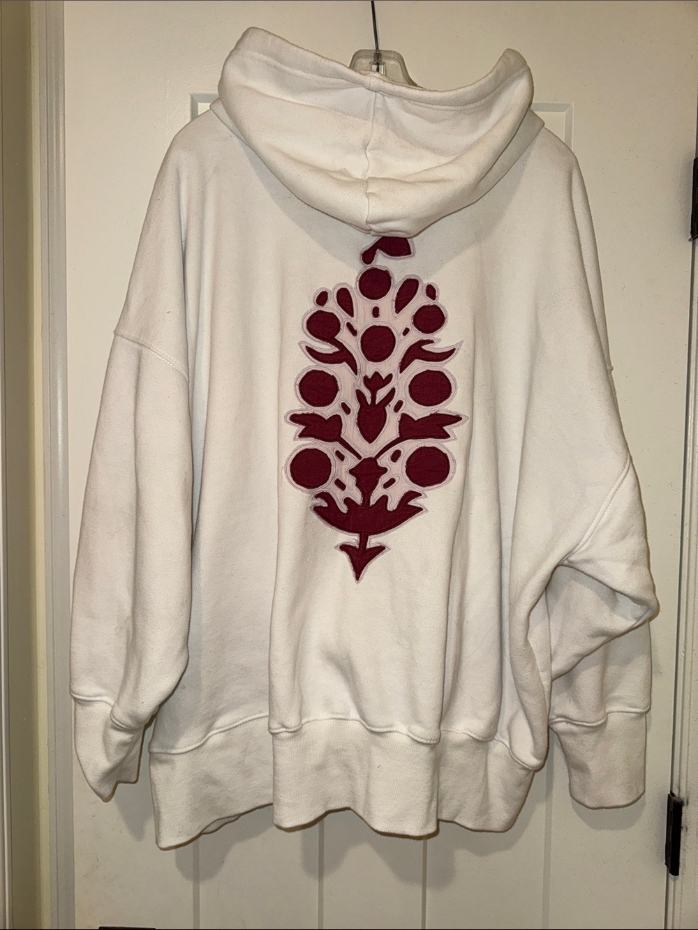 Free People Oversized White Crewneck Hoodie - Relaxed Pullover